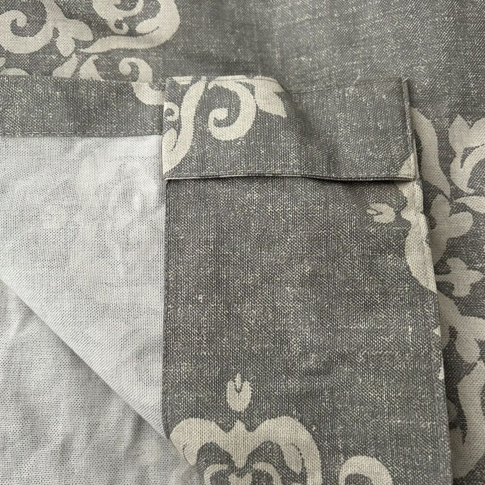 West Elm 48" x 108" Curtain Panel Feather Gray Scroll Medallion‎ Cotton - Picture 3 of 8